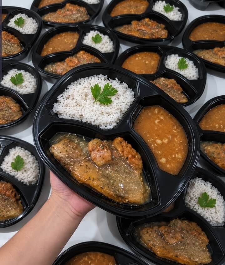 Filé de Tilápia, Arroz branco e Pirão - 300g